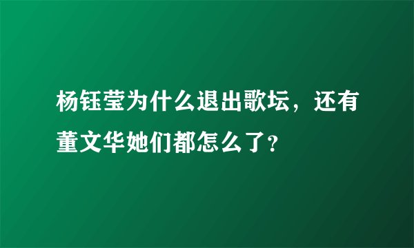 杨钰莹为什么退出歌坛,还有董文华她们都怎么了?