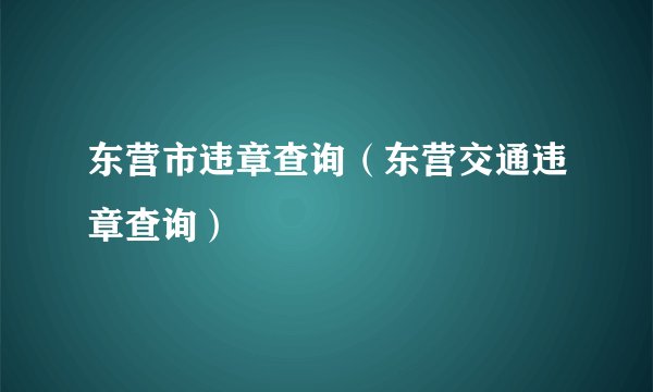 东营市违章查询(东营交通违章查询)