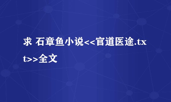 求 石章鱼小说<<官道医途.txt>>全文
