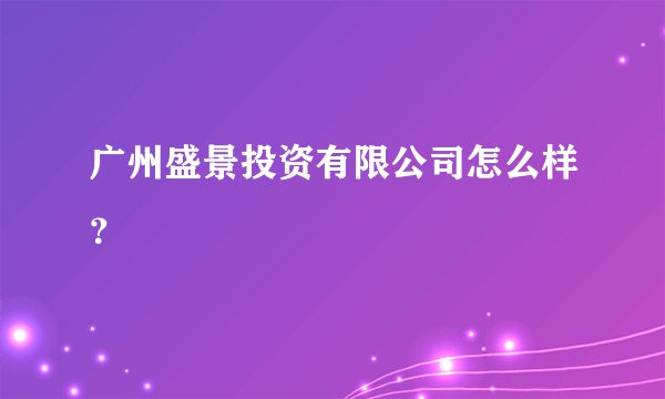 广州盛景投资有限公司怎么样？