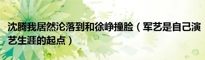 沈腾我居然沦落到和徐峥撞脸（军艺是自己演艺生涯的起点）