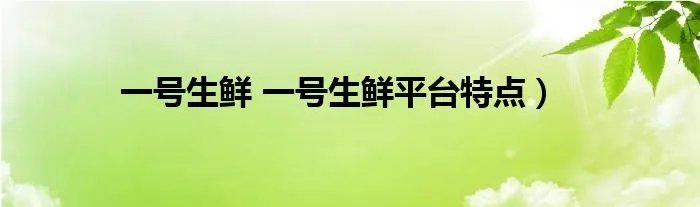 一号生鲜 一号生鲜平台特点）
