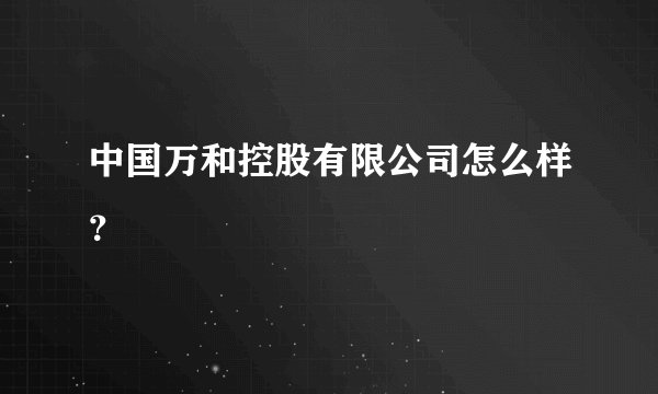 中国万和控股有限公司怎么样？