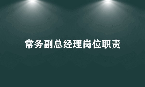 常务副总经理岗位职责