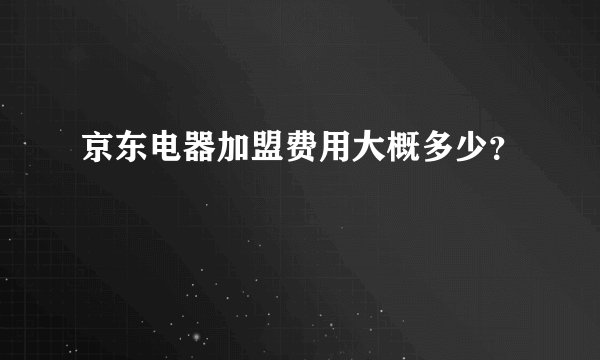 京东电器加盟费用大概多少？