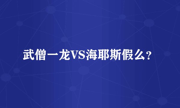 武僧一龙VS海耶斯假么?