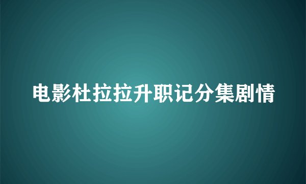 电影杜拉拉升职记分集剧情