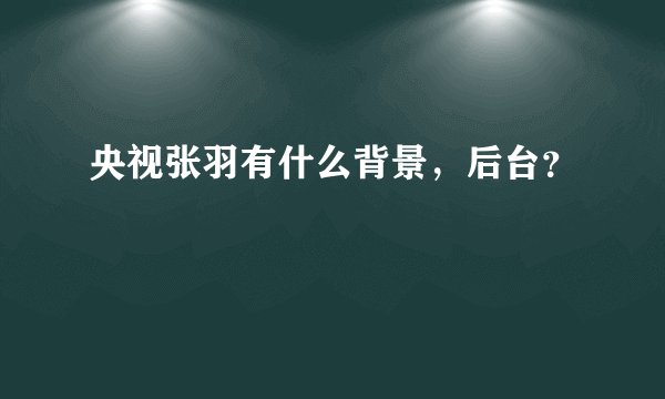 央视张羽有什么背景，后台？