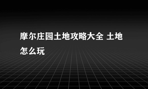 摩尔庄园土地攻略大全 土地怎么玩