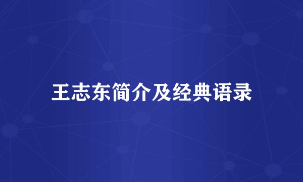 王志东简介及经典语录