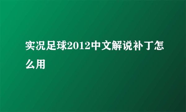 实况足球2012中文解说补丁怎么用