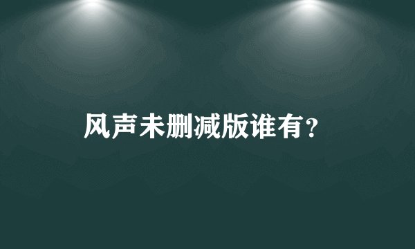 风声未删减版谁有？
