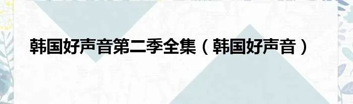 韩国好声音第二季全集（韩国好声音）