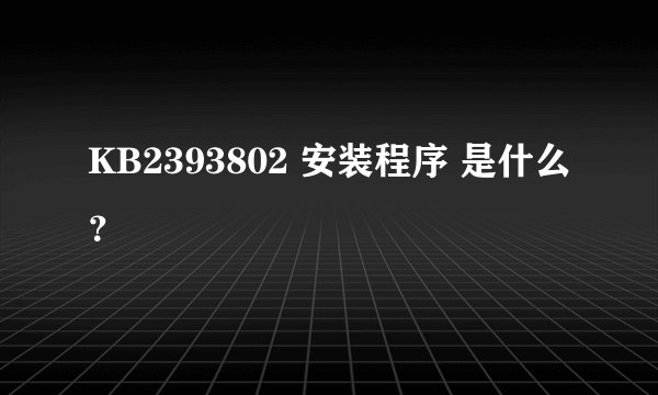 KB2393802 安装程序 是什么？