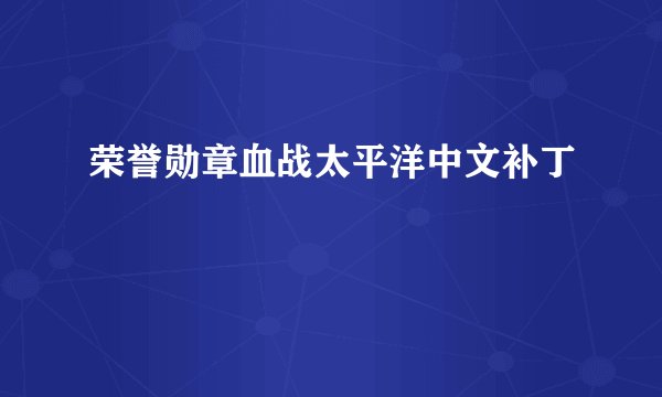 荣誉勋章血战太平洋中文补丁