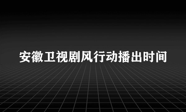 安徽卫视剧风行动播出时间