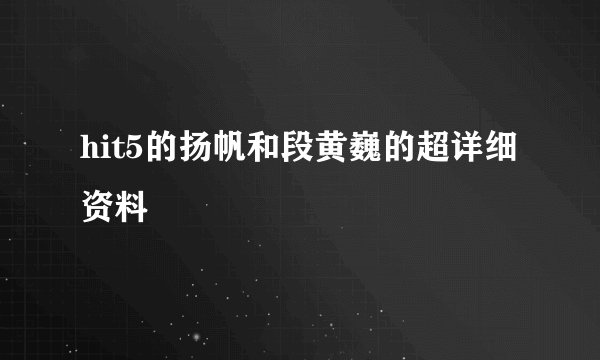 hit5的扬帆和段黄巍的超详细资料