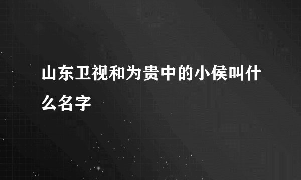 山东卫视和为贵中的小侯叫什么名字