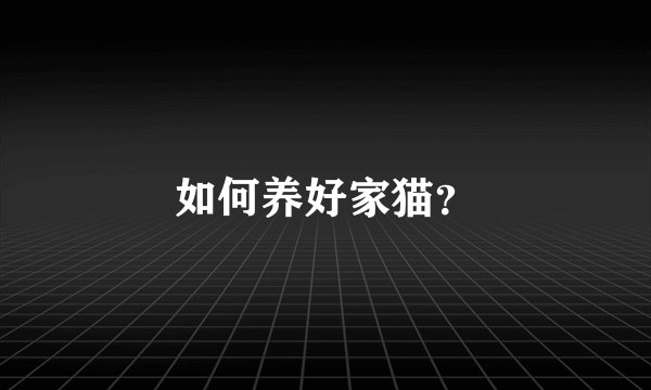 如何养好家猫？