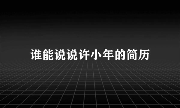谁能说说许小年的简历