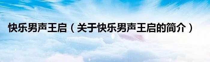 快乐男声王启（关于快乐男声王启的简介）