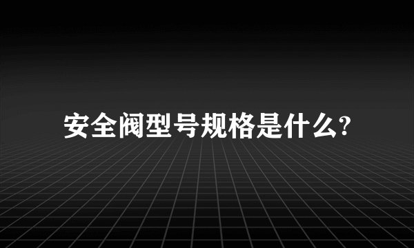 安全阀型号规格是什么?