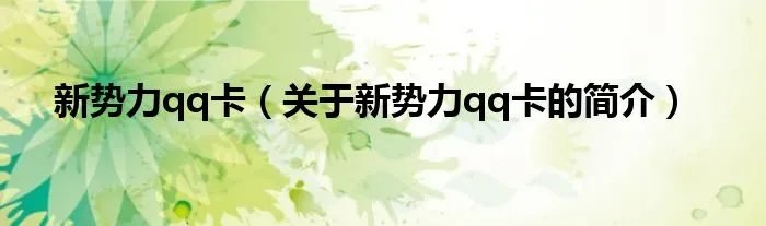 新势力qq卡（关于新势力qq卡的简介）