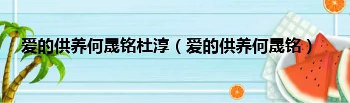 爱的供养何晟铭杜淳（爱的供养何晟铭）