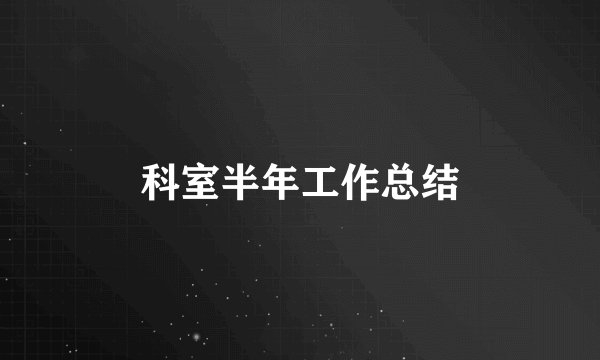 科室半年工作总结