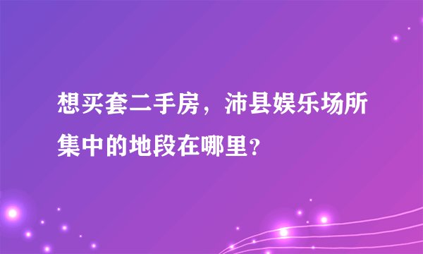 想买套二手房，沛县娱乐场所集中的地段在哪里？