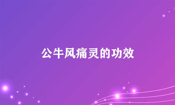 公牛风痛灵的功效