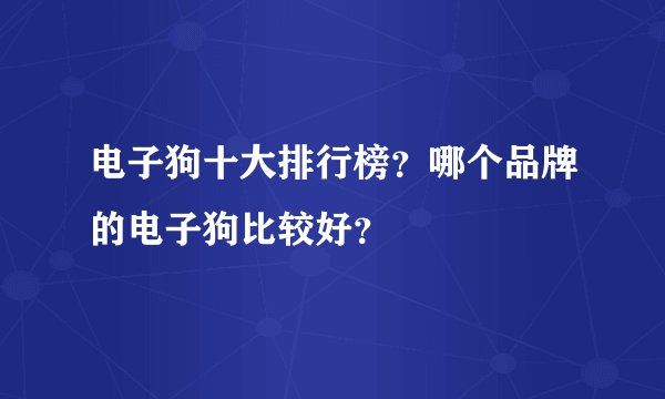 电子狗十大排行榜？哪个品牌的电子狗比较好？