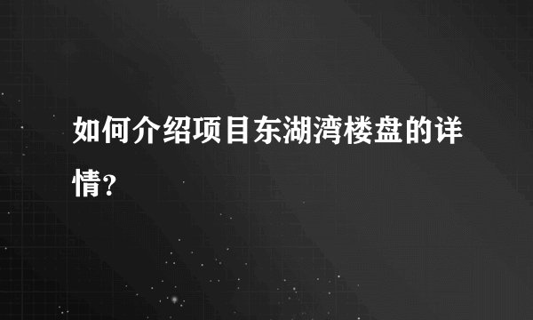如何介绍项目东湖湾楼盘的详情？