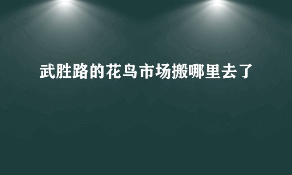武胜路的花鸟市场搬哪里去了