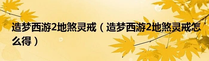 造梦西游2地煞灵戒（造梦西游2地煞灵戒怎么得）
