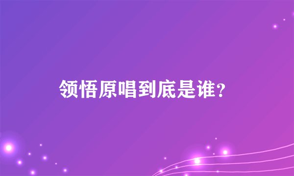 领悟原唱到底是谁？