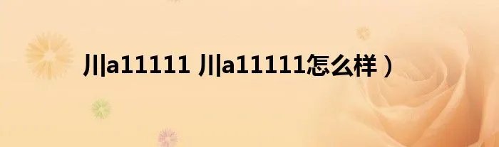 川a11111 川a11111怎么样)