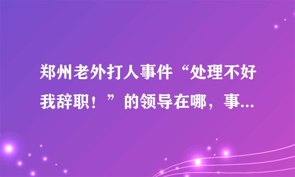 郑州老外打人事件“处理不好我辞职!”的领导在哪,事情处理的如何?