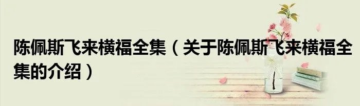 陈佩斯飞来横福全集（关于陈佩斯飞来横福全集的介绍）