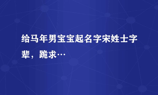 给马年男宝宝起名字宋姓士字辈，跪求…