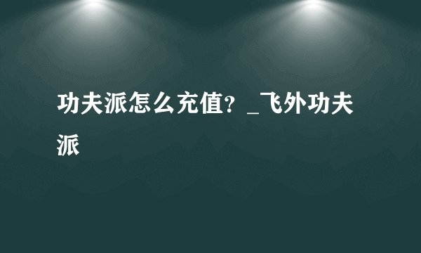 功夫派怎么充值?_飞外功夫派