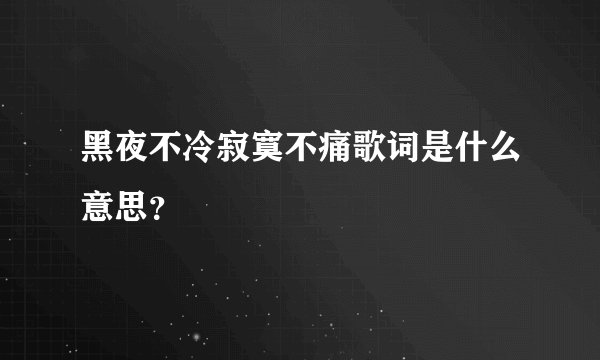 黑夜不冷寂寞不痛歌词是什么意思?