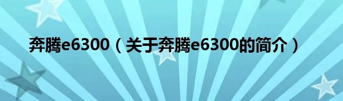 奔腾e6300（关于奔腾e6300的简介）