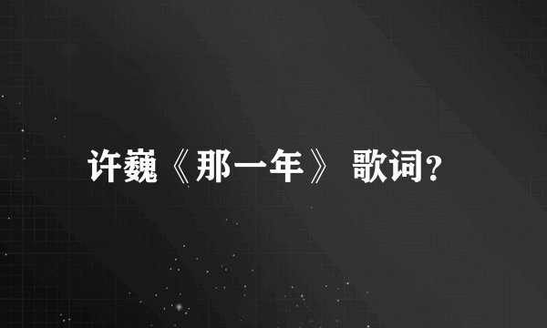 许巍《那一年》 歌词？