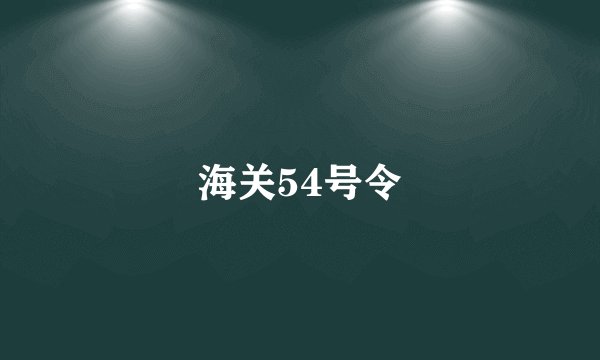 海关54号令