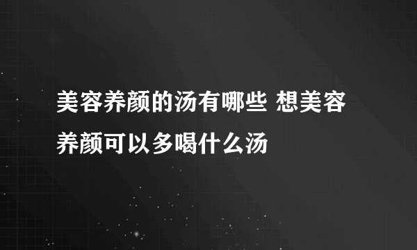 美容养颜的汤有哪些 想美容养颜可以多喝什么汤