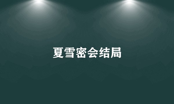 夏雪密会结局