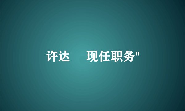 许达硩 现任职务