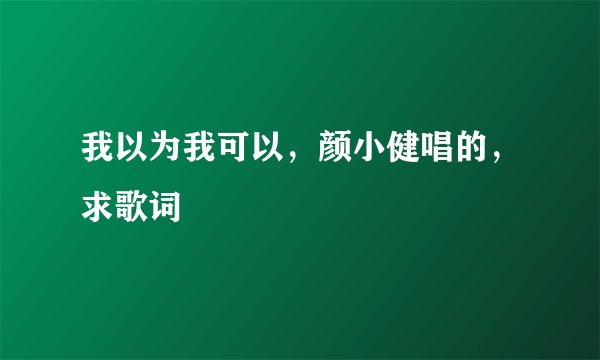 我以为我可以，颜小健唱的，求歌词
