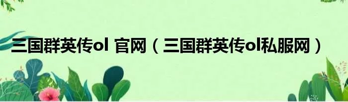 三国群英传ol 官网(三国群英传ol私服网)